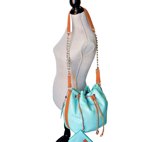 SORIAL New York Python Leather Drawstring Mint Bucket Bag with Pouch NWT - Picture 5 of 16